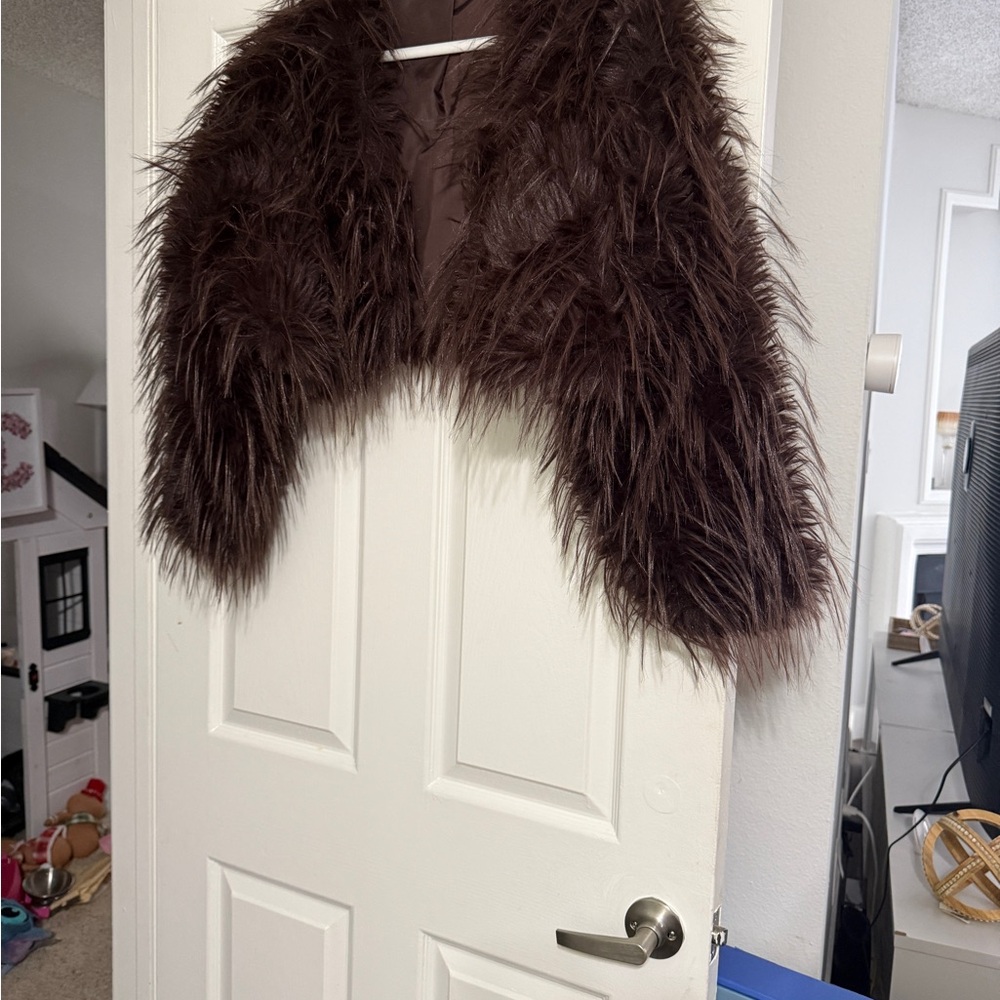 Brown Faux Fur Shrug